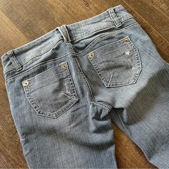 Sequin Hearts Size 7 Blue Jeans Straight Leg Cropped Womens Light Wash Mid Rise - Picture 2 of 14